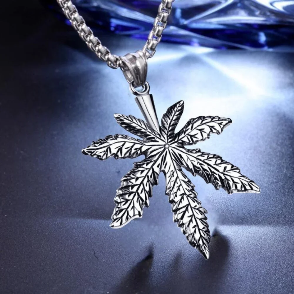 ❤️Hiphop leaf stainless steel necklace, N90201P140